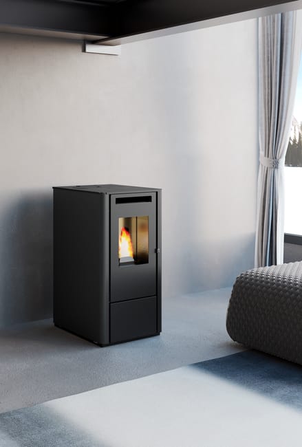 Stufa a pellet ventilata Rosita 9.5 kW nero goffrato