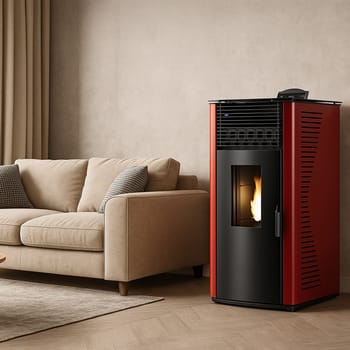 Stufa a pellet ad aria Anita da 15 kW Sannover bordeaux