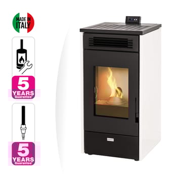 Stufa a pellet ventilata Mannu Equation 9 kW bianco