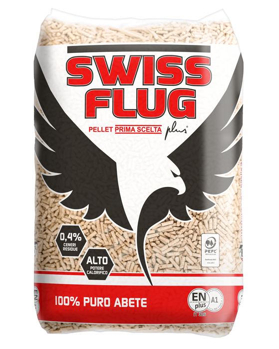 Pellet Swiss Flug ENplus A1 70 sacchi da 15 kg in abete- 77 Sacchi da 15kg
